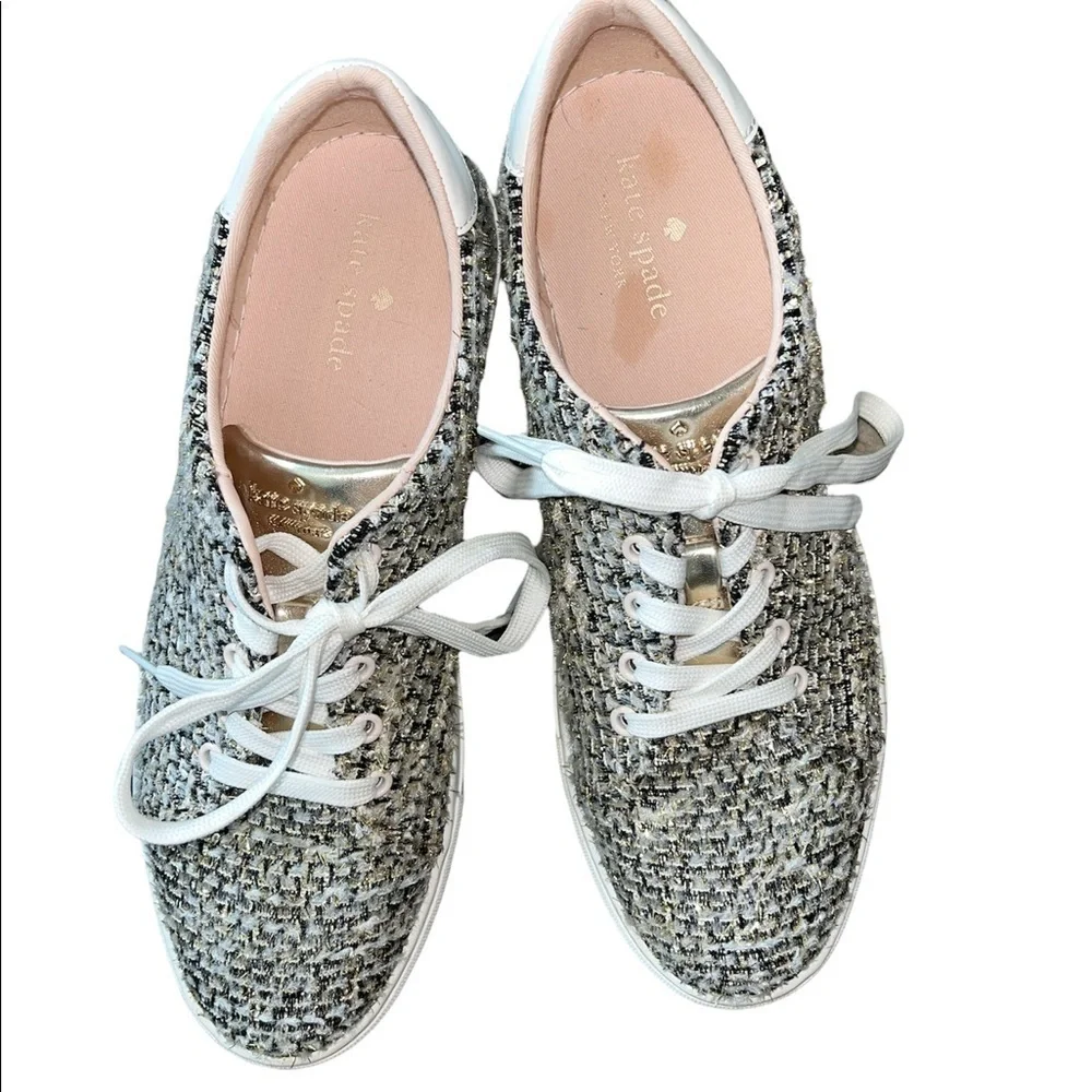 Kate Spade Gold Tweed Fleet Sneakers